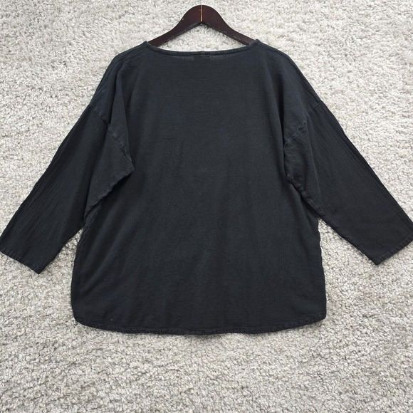 Oh My Gauze‎ Womens Cotton Pullover Top Size 1 S/M Black Lagenlook Boho READ - Picture 7 of 11